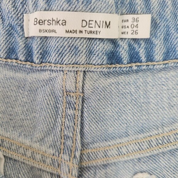 Bershka Denim and Lace Cutt-Off Shorts Size 4 Light Wash Daisy Dukes Distressed - Picture 7 of 9